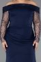 Robe Grande Taille Longue Bleu Marine ABU6103