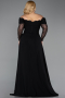 Robe de Soirée Grande Taille Longue Noir ABU6135