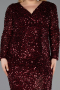 Robe de Soirée Grande Taille Longue Squameuse Rouge Bordeaux ABU6074