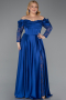 Robe Grande Taille Satin Longue Bleu Saxe ABU5261