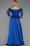 Robe Grande Taille Satin Longue Bleu Saxe ABU5261