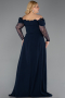 Robe de Soirée Grande Taille Longue Bleu Marine ABU6135