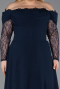 Robe de Soirée Grande Taille Longue Bleu Marine ABU6135