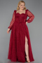 Robe Grande Taille Longue Dantelle Rouge Bordeaux ABU6131
