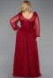 Robe Grande Taille Longue Dantelle Rouge Bordeaux ABU6131