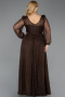 Robe Grande Taille Longue Dantelle Brun ABU6131
