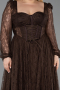 Robe Grande Taille Longue Dantelle Brun ABU6131