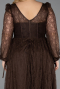 Robe Grande Taille Longue Dantelle Brun ABU6131