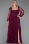 Robe Grande Taille Longue Dantelle Couleur Cerise ABU6131