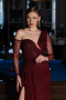 Robe De Soirée Dantelle Longue Rouge Bordeaux ABU5618