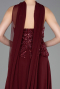 Robe de Soirée Longue Mousseline Rouge Bordeaux ABU6150