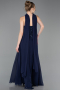 Robe de Soirée Longue Mousseline Bleu Marine ABU6150