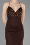 Robe de Soirée Longue Satin Brun ABU6152