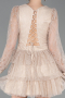 Robe de Cérémonie Courte Dantelle Beige ABK2623
