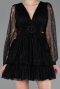 Robe de Cérémonie Courte Dantelle Noir ABK2623