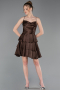 Robe de Cérémonie Courte Satin Brun ABK2624