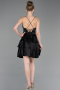 Robe de Cérémonie Courte Satin Noir ABK2624