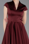 Robe de Cérémonie Midi Satin Rouge Bordeaux ABK2626