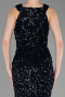Robe de Soirée Longue Squameuse Bleu Marine ABU5135