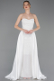 Robe de Soirée Longue Perlé Blanc ABU6125