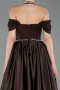 Robe De Soirée Satin Longue Brun ABU5995