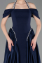 Robe De Soirée Satin Longue Bleu Marine ABU5995