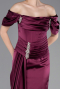 Robe Queue De Poisson Satin Longue Prune ABU5765