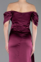 Robe Queue De Poisson Satin Longue Prune ABU5765