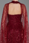 Robe de Soirée Longue Perlé Rouge Bordeaux ABU6154