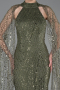 Robe de Soirée Longue Perlé Kaki ABU6154