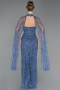 Robe de Soirée Longue Perlé Indigo ABU6154