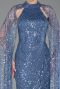 Robe de Soirée Longue Perlé Indigo ABU6154