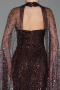Robe de Soirée Longue Perlé Brun ABU6154