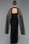 Robe de Soirée Longue Perlé Noir ABU6154