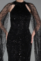 Robe de Soirée Longue Perlé Noir ABU6154