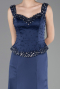 Robe Queue de Poisson Longue Satin Bleu Marine ABU6155