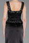 Robe Queue de Poisson Longue Satin Noir ABU6155