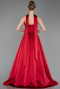 Robe de Soirée Longue Satin Rouge Bordeaux ABU6156