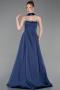Robe de Soirée Longue Satin Bleu Marine ABU6156