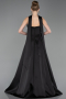 Robe de Soirée Longue Satin Noir ABU6156