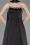 Robe de Soirée Longue Satin Noir ABU6156