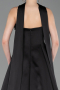 Robe de Soirée Longue Satin Noir ABU6156