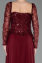 Robe de Soirée Longue Mousseline Rouge Bordeaux ABU6157
