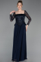 Robe de Soirée Longue Mousseline Bleu Marine ABU6157