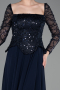 Robe de Soirée Longue Mousseline Bleu Marine ABU6157