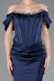 Robe Queue de Poisson Longue Satin Bleu Marine ABU6090