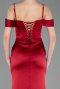 Robe de Soirée Longue Satin Rouge Bordeaux ABU6158