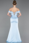 Robe de Soirée Longue Satin Bleu clair ABU6158