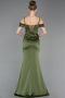 Robe de Soirée Longue Satin Kaki ABU6158