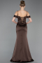 Robe de Soirée Longue Satin Brun ABU6158